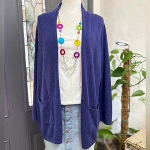 Chico’s Women’s Purple Open Front Long Cardigan with Rhinestone Detail | Size M